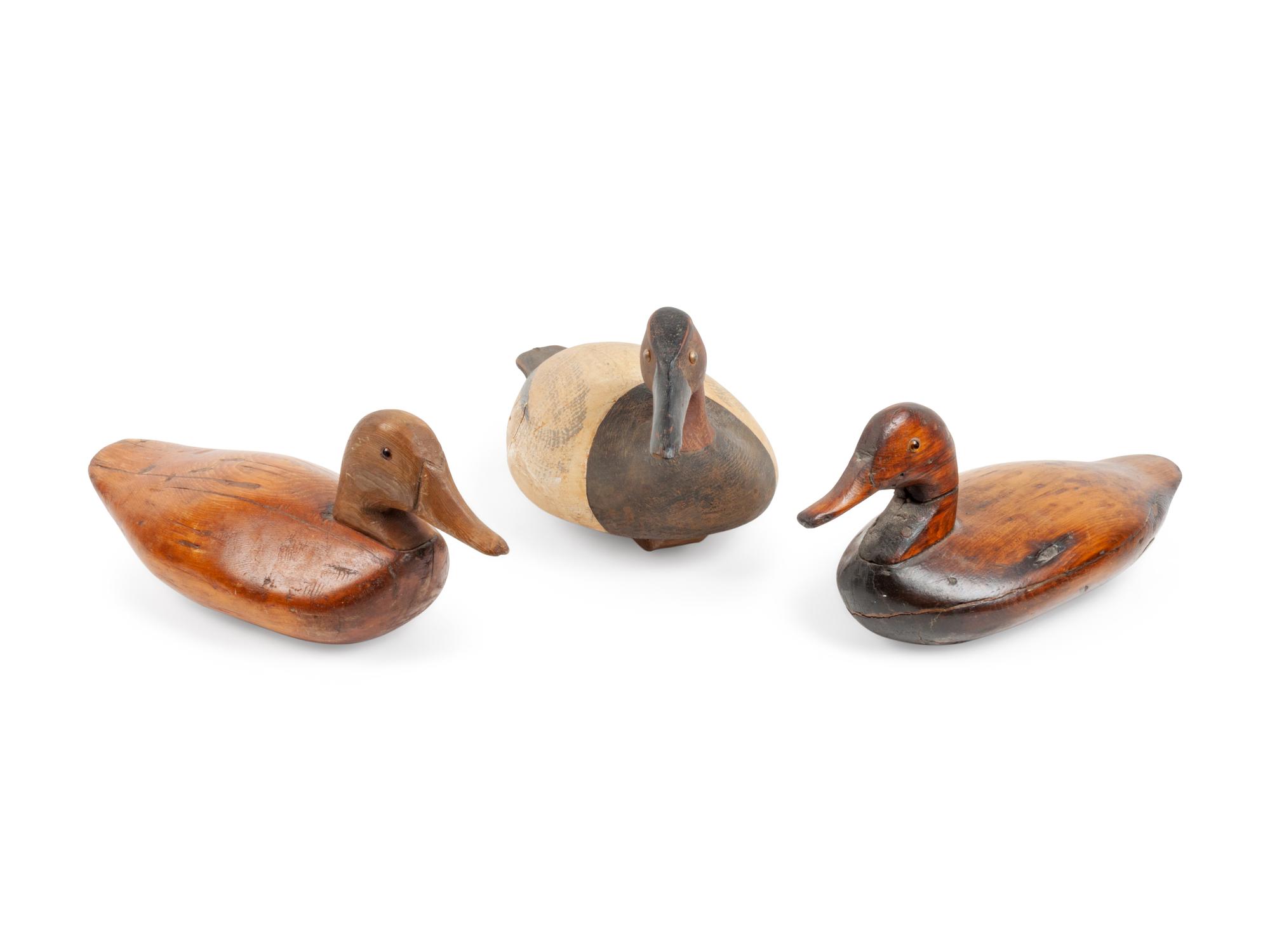 Five Carved and Polychrome Painted Duck Decoys