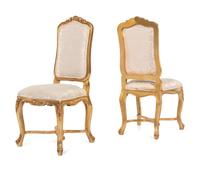 A Pair of Louis XV Style Giltwood Side Chairs