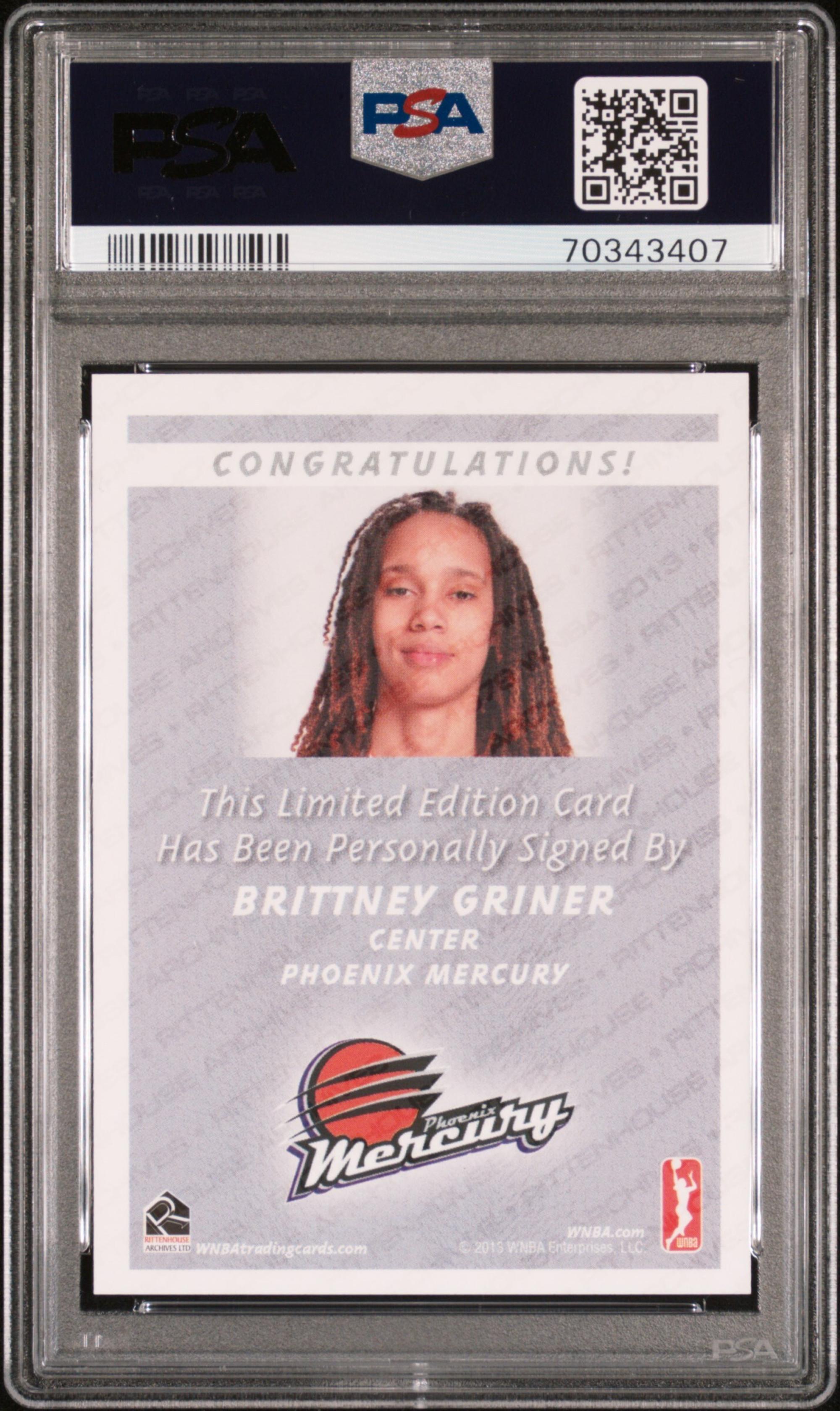 A 2013 Rittenhouse Archives Brittney Griner Signed Autograph Rookie Card (PSA 10 GEM MT; 10 AUTO)