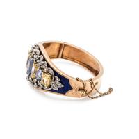 SAPPHIRE, DIAMOND AND ENAMEL BANGLE BRACELET
