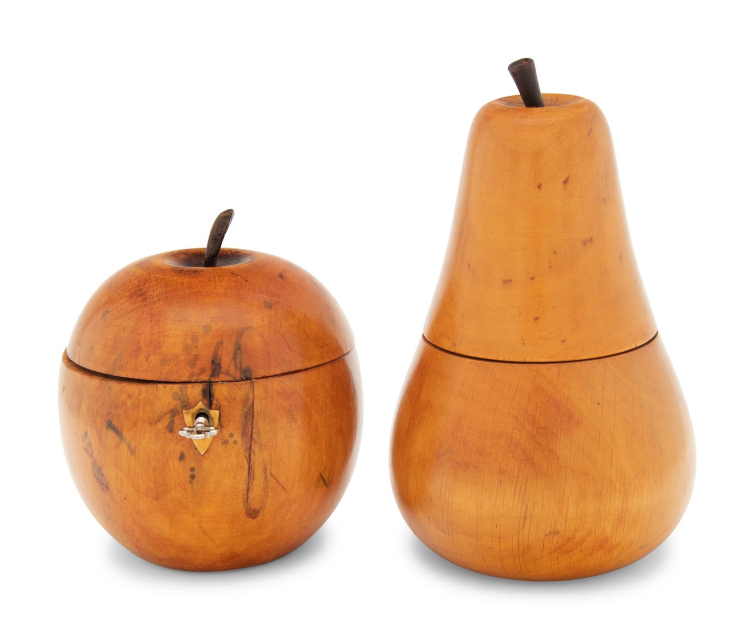 Two Fruit-Form Tea Caddies