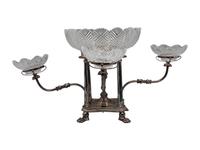 A Sheffield Plate and Cut Glass Epergne