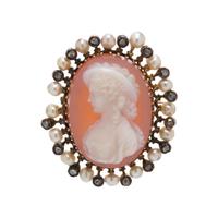 FRENCH, VICTORIAN, HARDSTONE CAMEO, DIAMOND AND PEARL PENDANT/BROOCH
