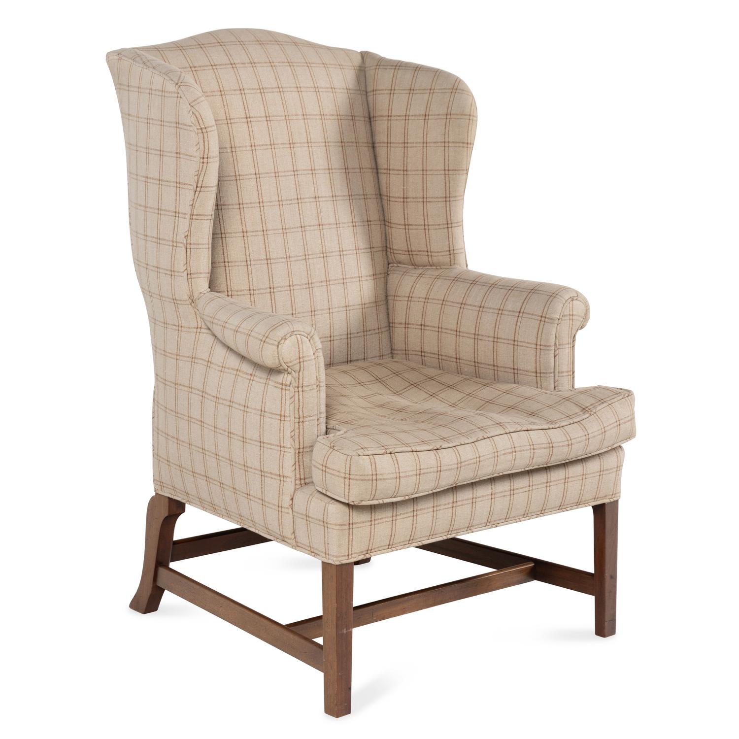 An English Mahogany Wingback Armchair