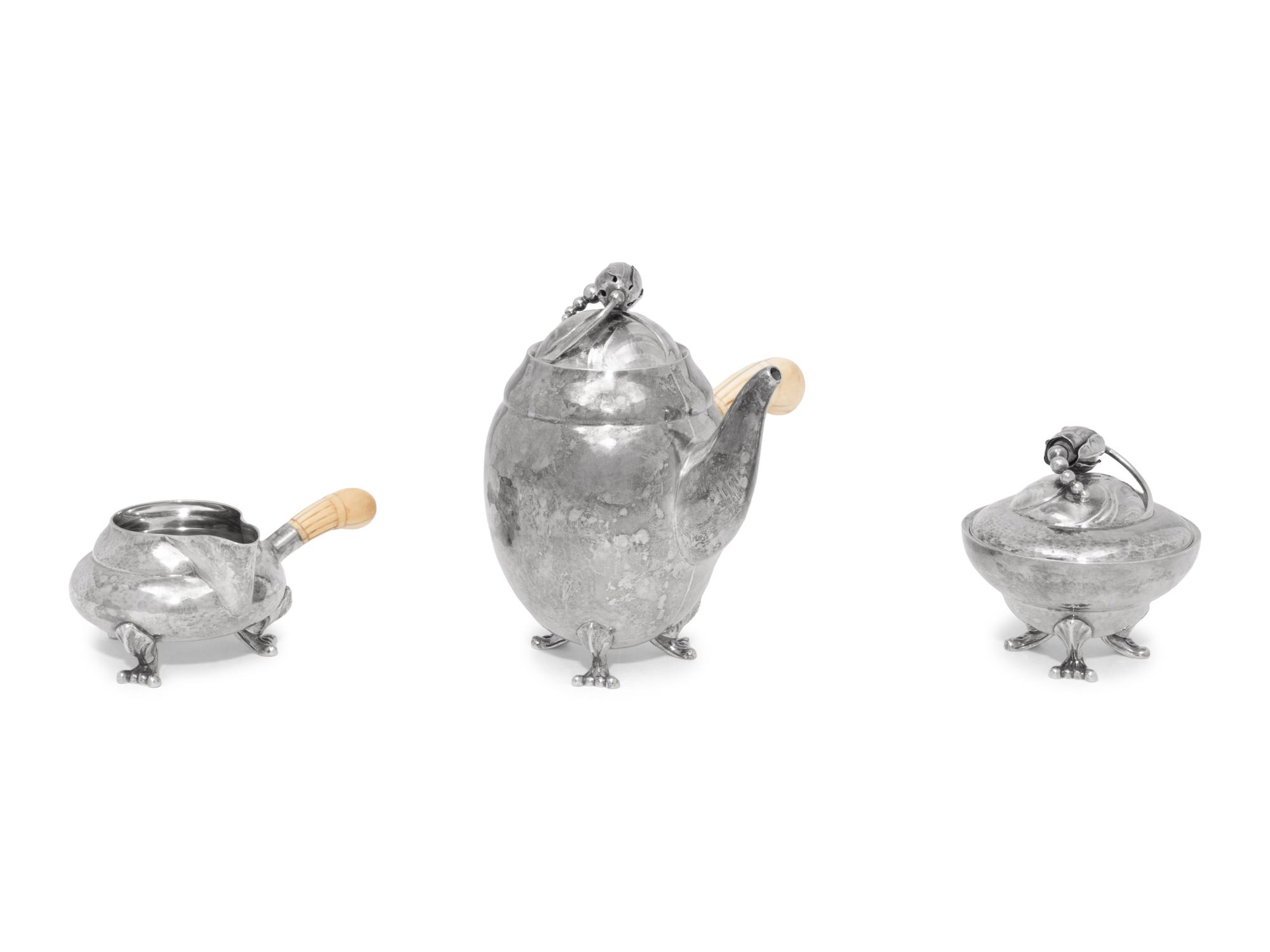 A Georg Jensen Blossom Three-Piece Coffee Service