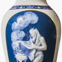 A Limoges pate-sur-pate porcelain vase and plaque France, early 20th century