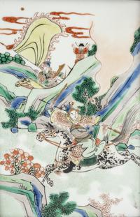 A Set of Four Chinese Famille Verte Porcelain Plaques