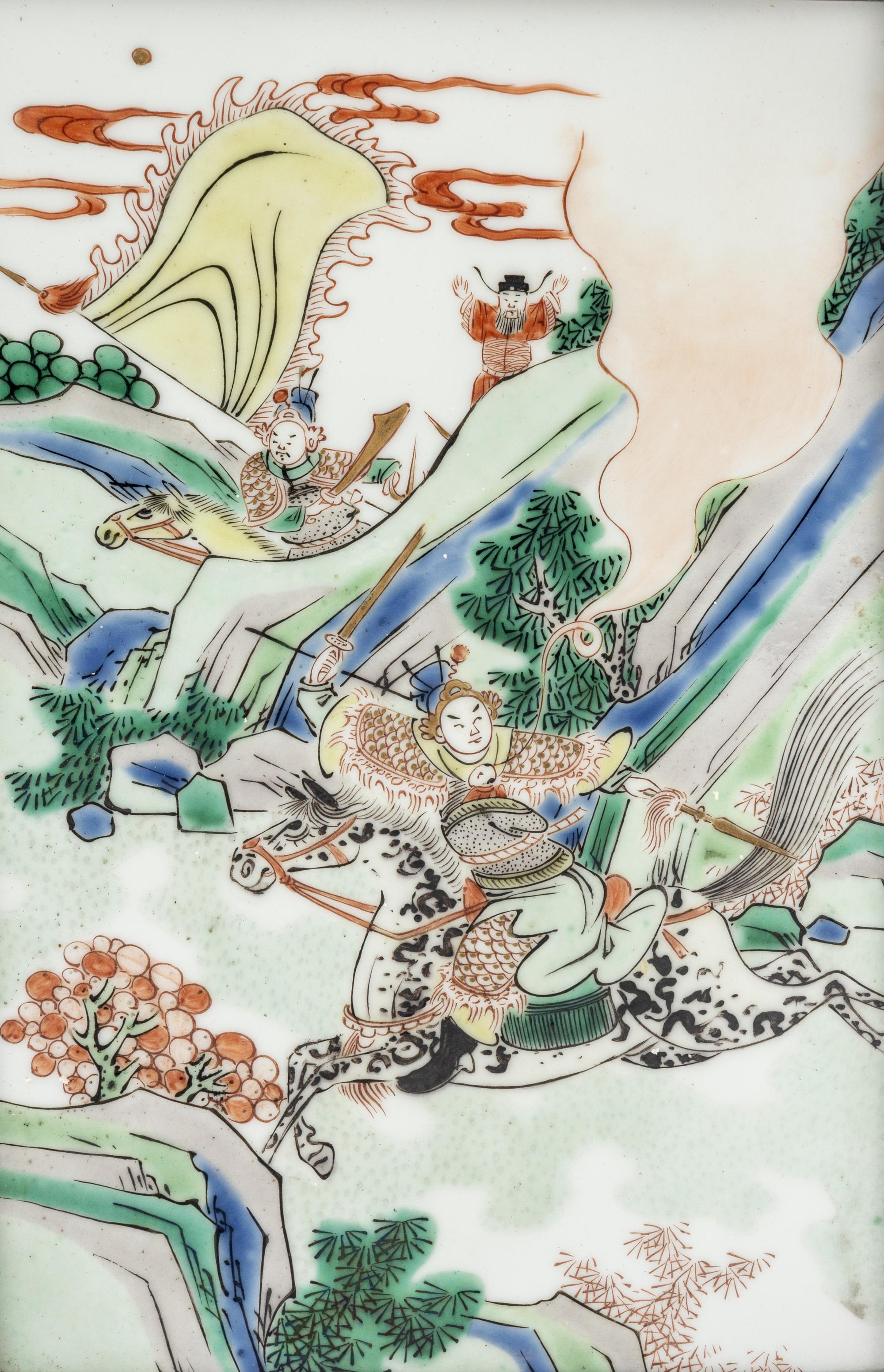 A Set of Four Chinese Famille Verte Porcelain Plaques