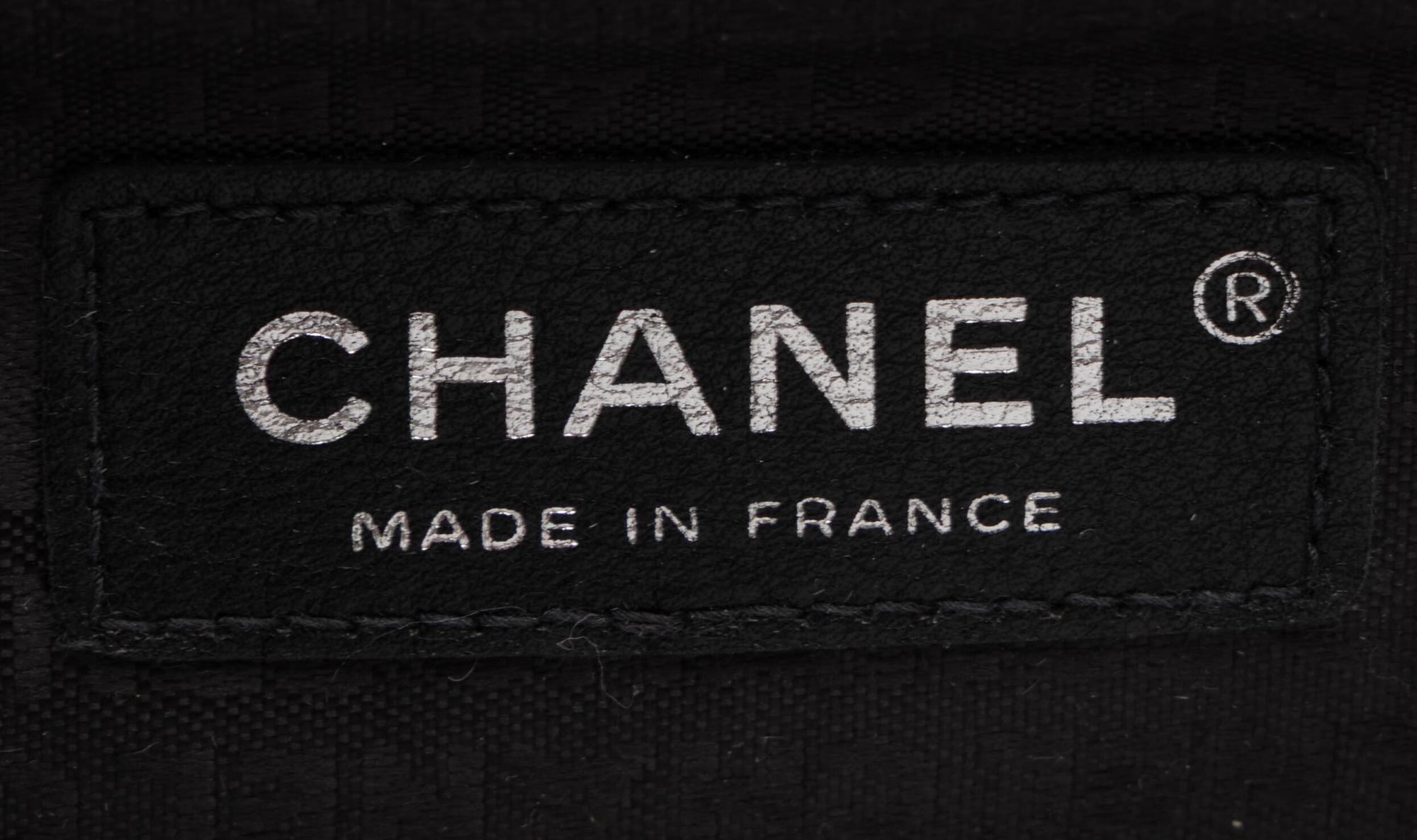 Chanel, Quilted White & Black Leather Clutch