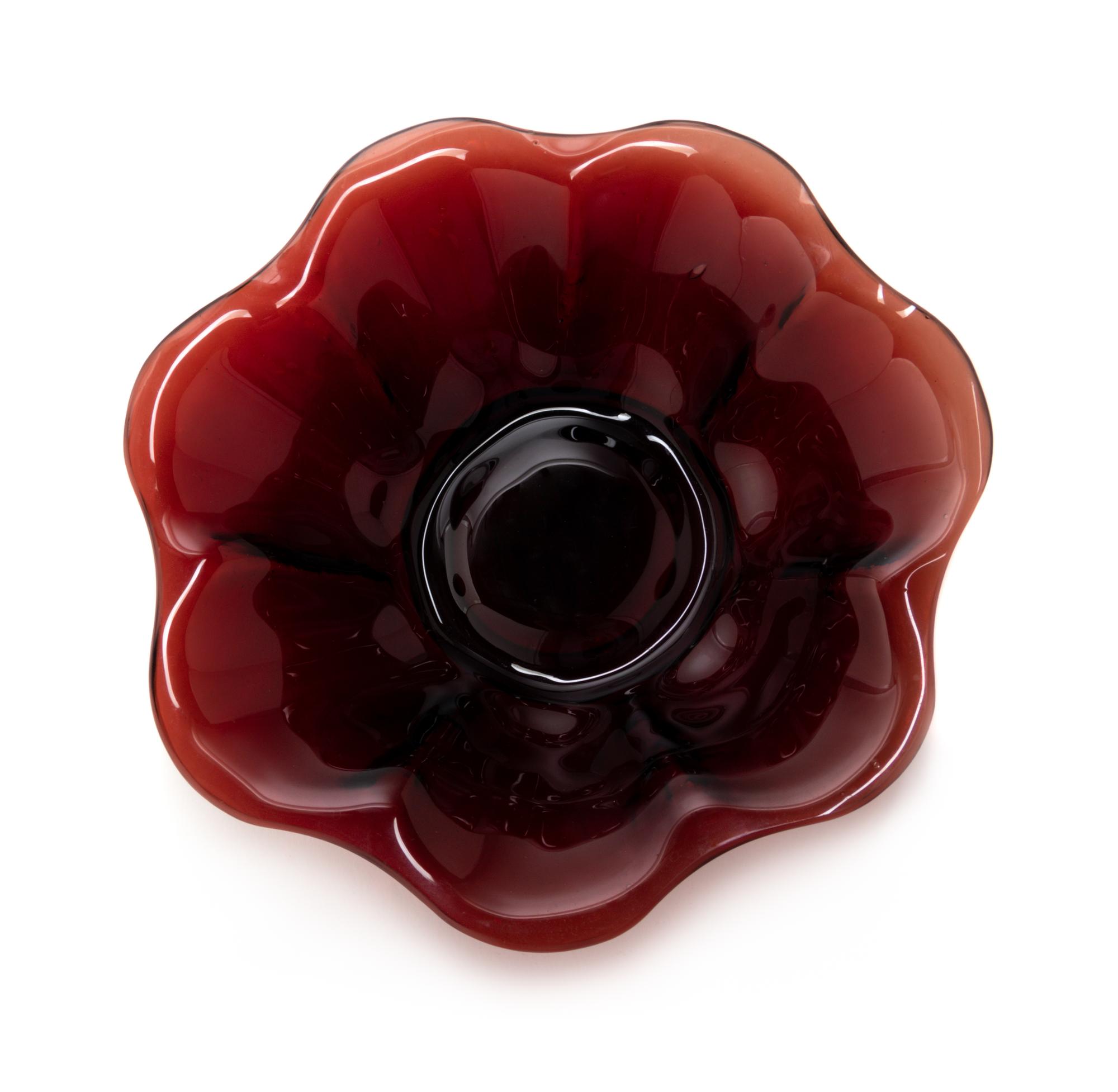 A Chinese Ruby-Red Glass Floriform Bowl