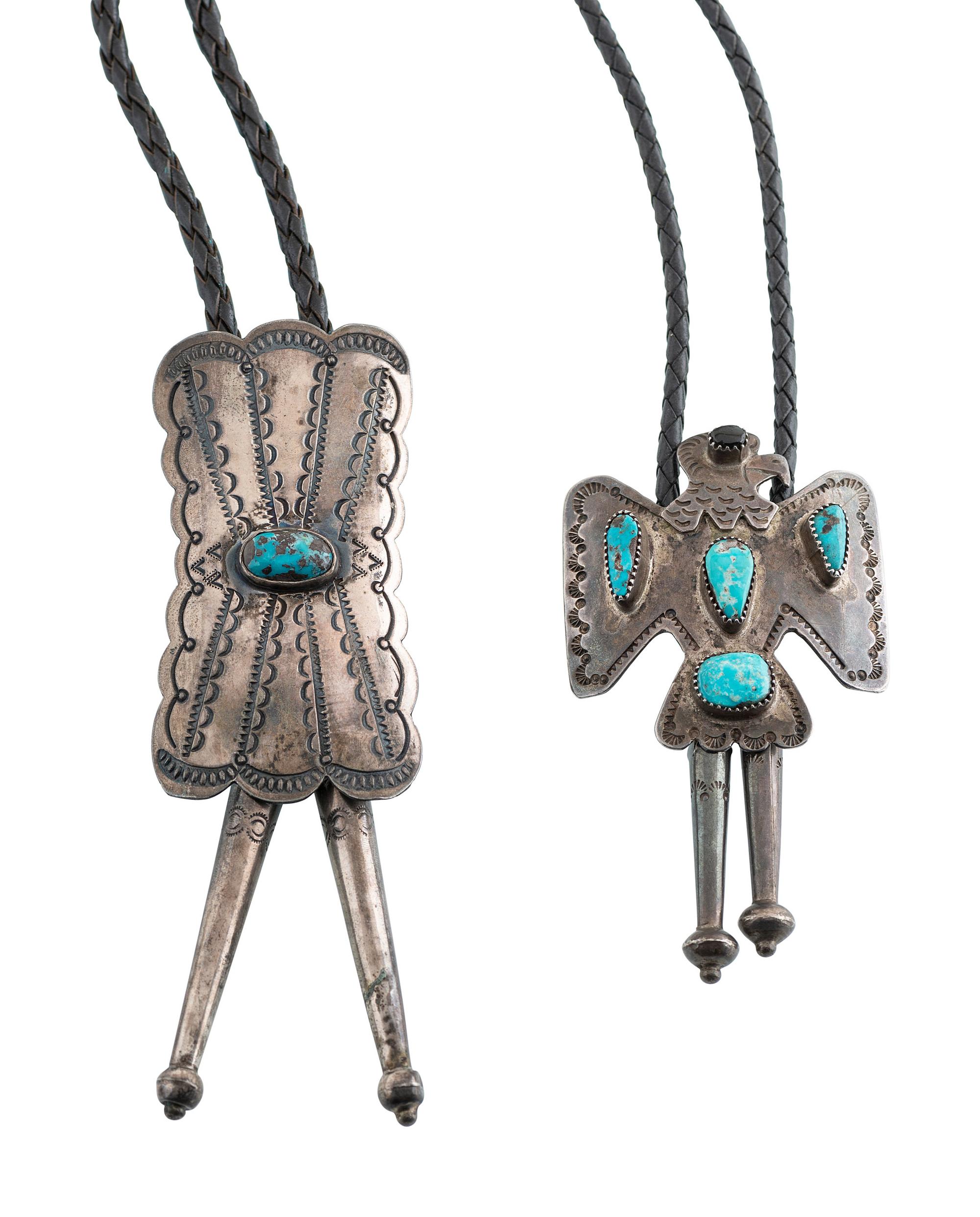 Navajo Silver and Turquoise Bolo Ties