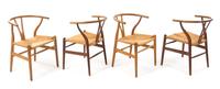 Hans Wegner (Danish, 1914-2007), CARL HANSEN & SON, c.1950, a group of four Wishbone chairs