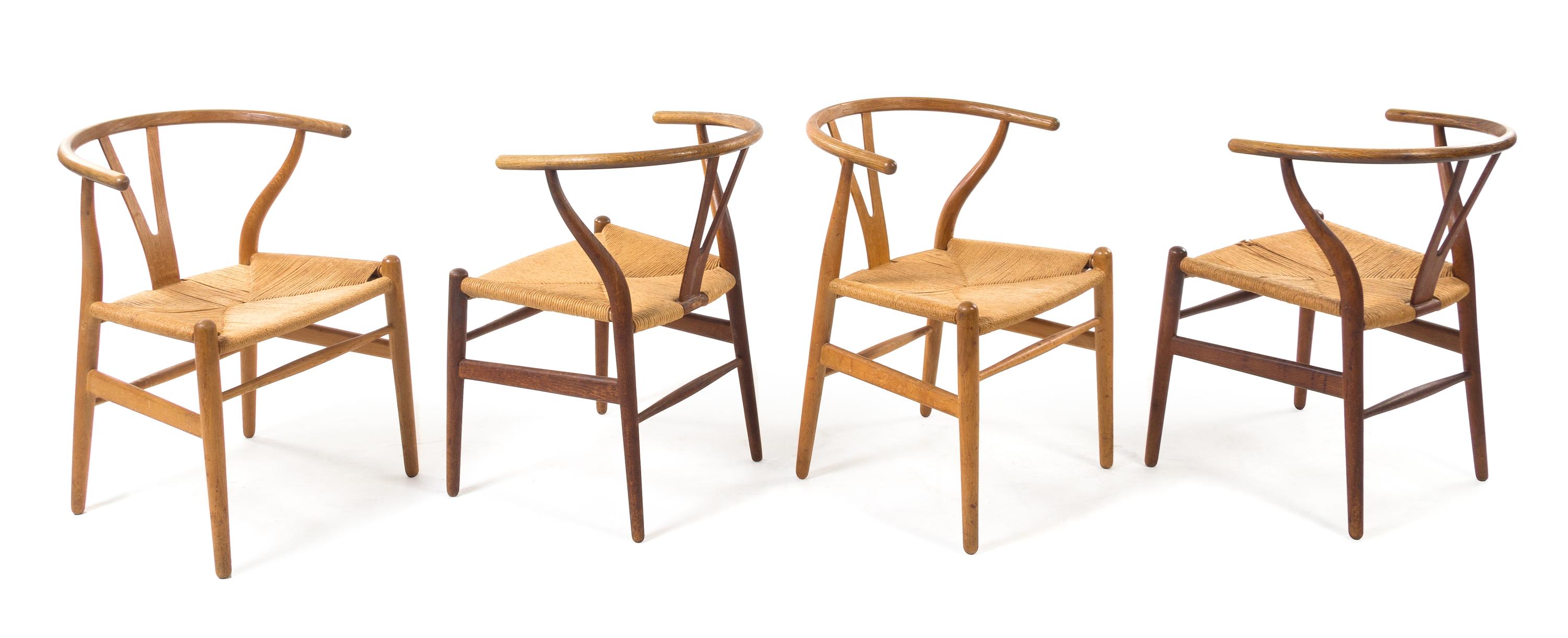 Hans Wegner (Danish, 1914-2007), CARL HANSEN & SON, c.1950, a group of four Wishbone chairs