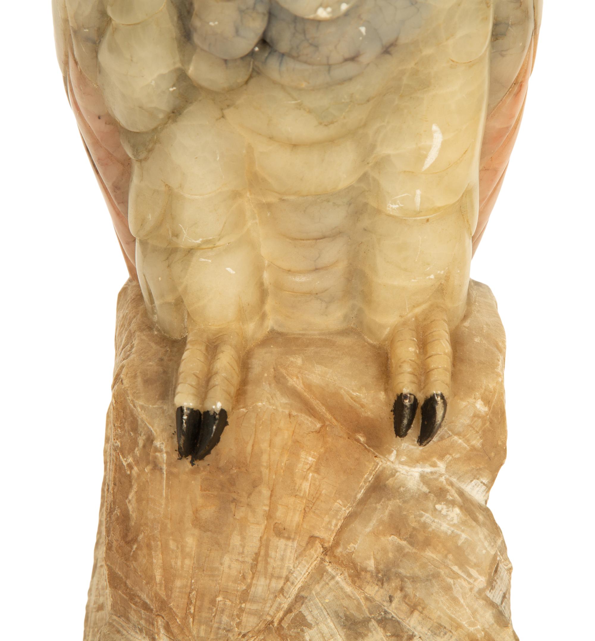 A Carved and Stained Hardstone Model of a Parrot — 20th Century