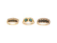 THREE TURQUOISE, DIAMOND, AND YELLOW GOLD RINGS