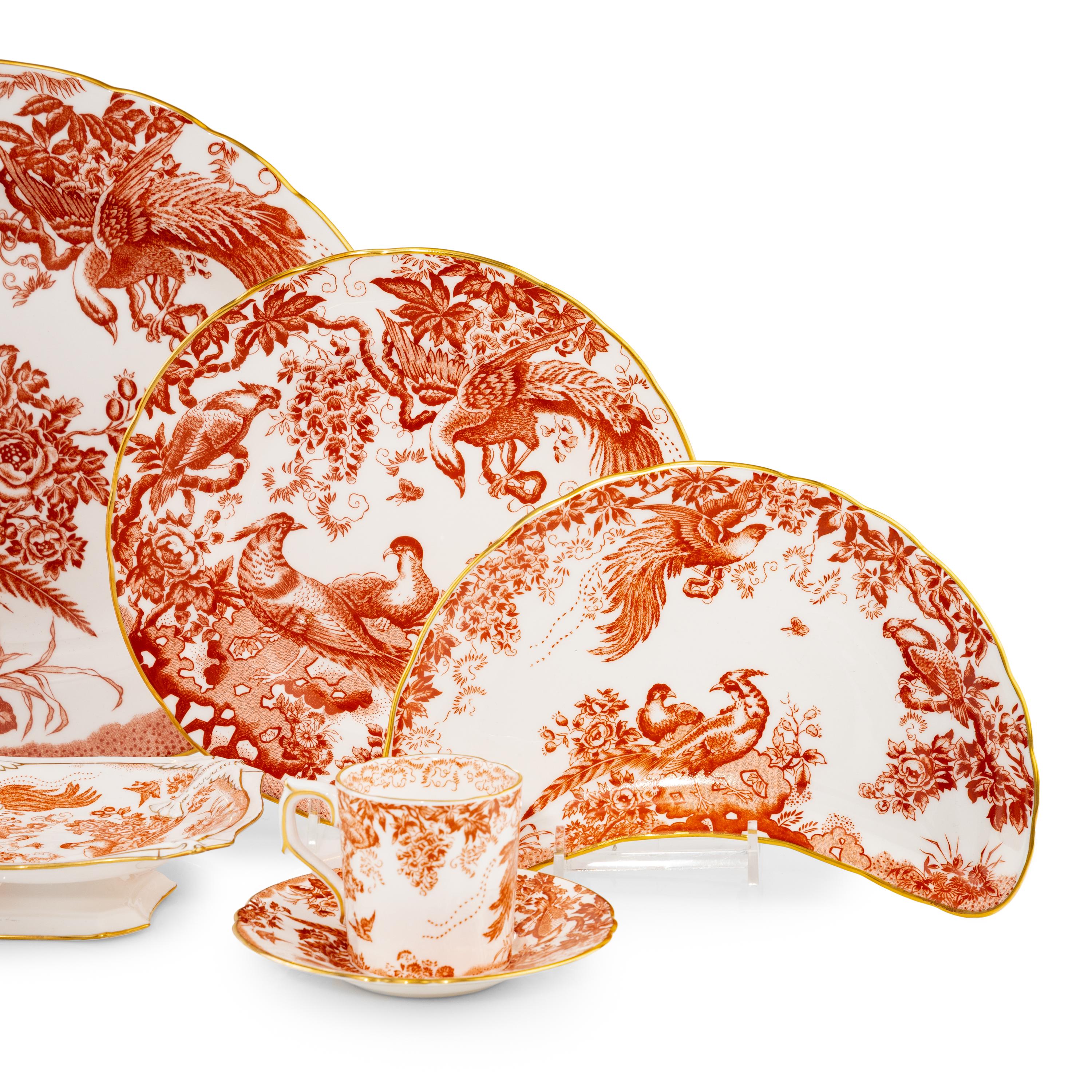 A Royal Crown Derby Red Aves Porcelain Dinner Service