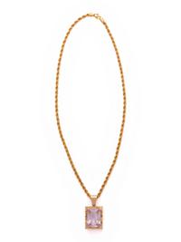 YELLOW GOLD AND KUNZITE PENDANT/NECKLACE