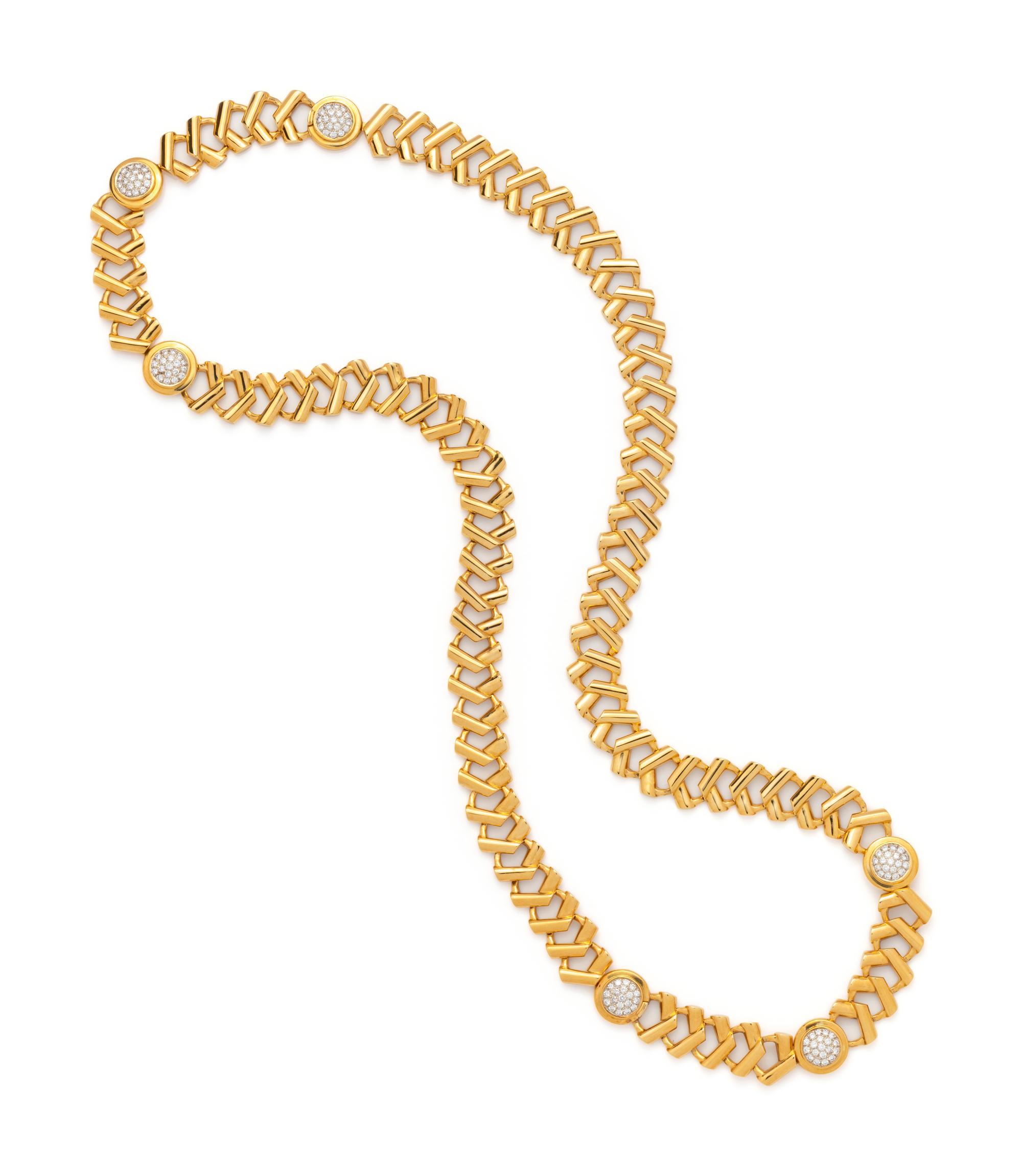 SUSAN BERMAN, CONVERTIBLE YELLOW GOLD AND DIAMOND NECKLACE