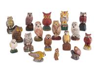 A Group of Painted Folk Art Owl Carvings