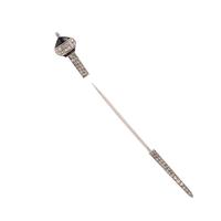 JANESICH, FRENCH, ART DECO, DIAMOND AND ONYX JABOT PIN
