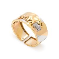 TRICOLOR GOLD AND DIAMOND ELEPHANT CUFF BRACELET