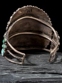 Navajo Silver and Turquoise Cluster Cuff Bracelet