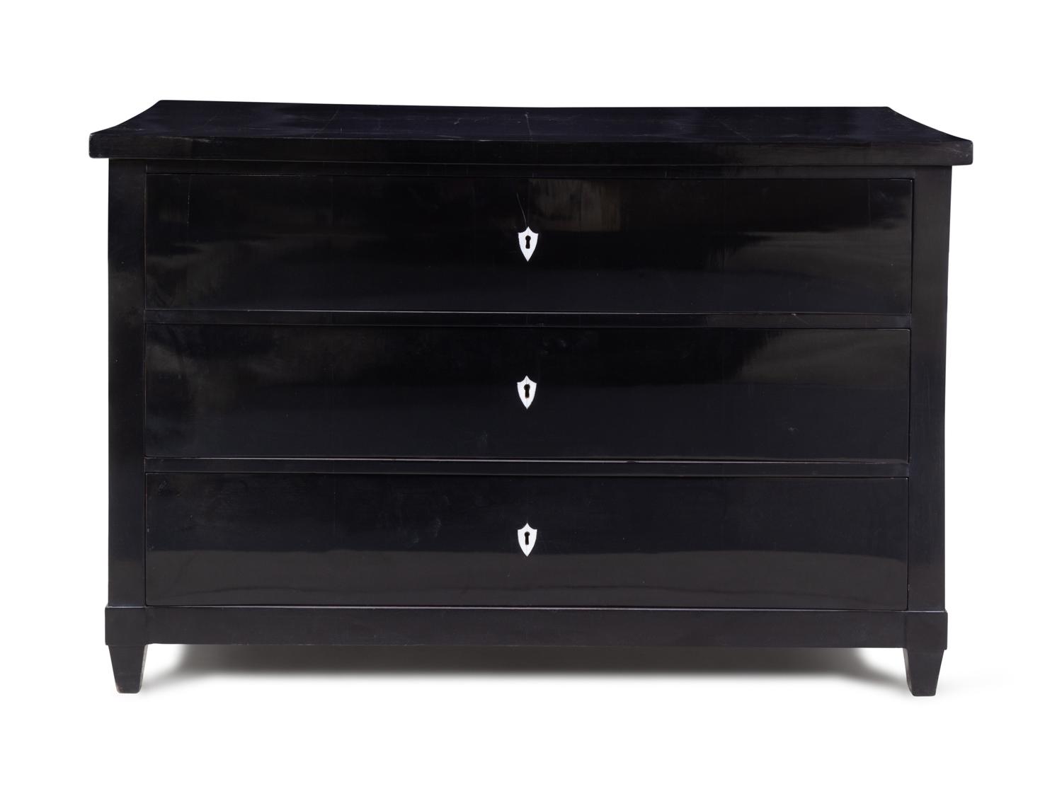 A Biedermeier Ebonized Chest of Drawers