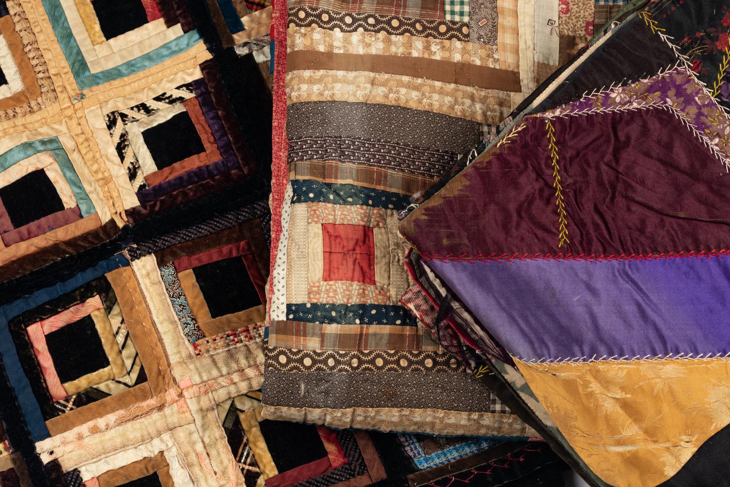 Three Patchwork Fabric Quilts