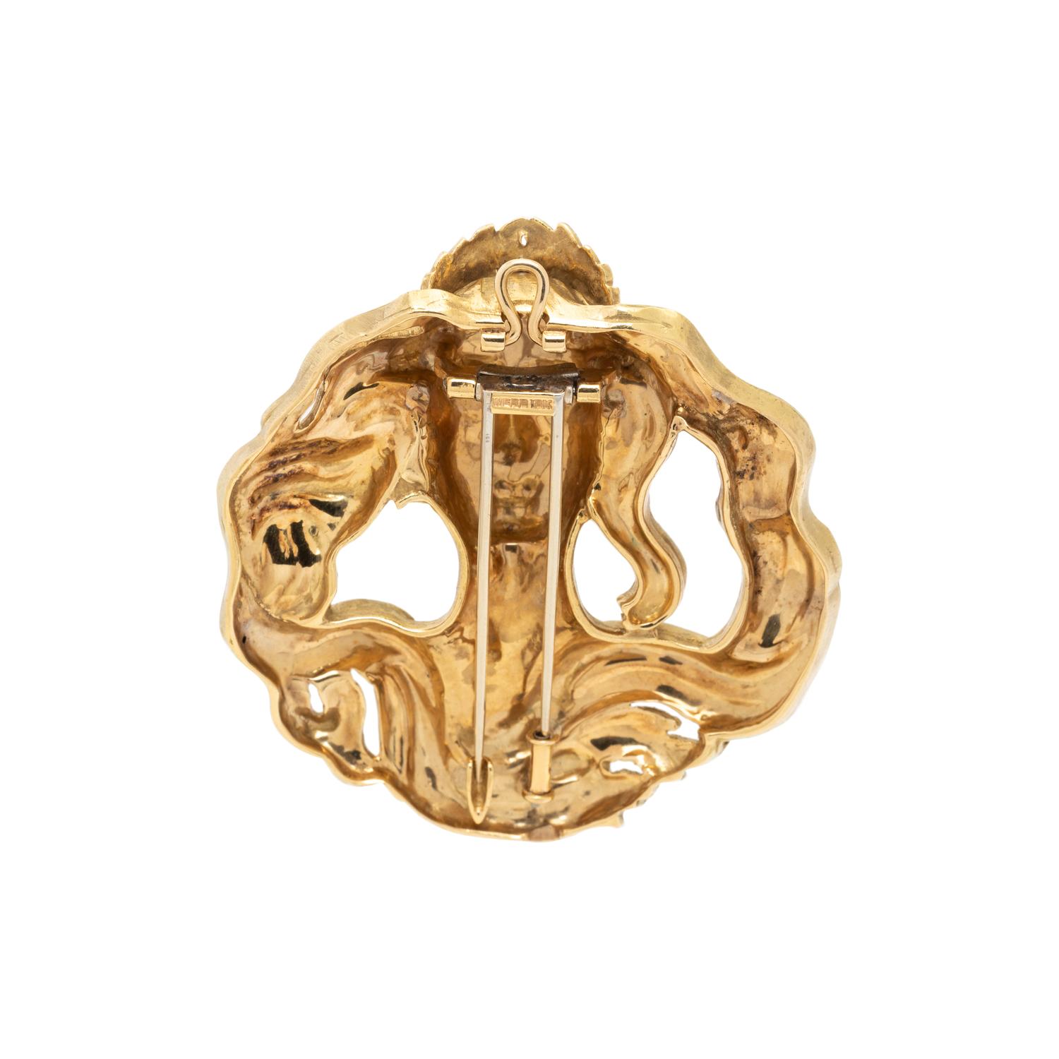 DAVID WEBB, YELLOW GOLD 'VIRGO' PENDANT/BROOCH