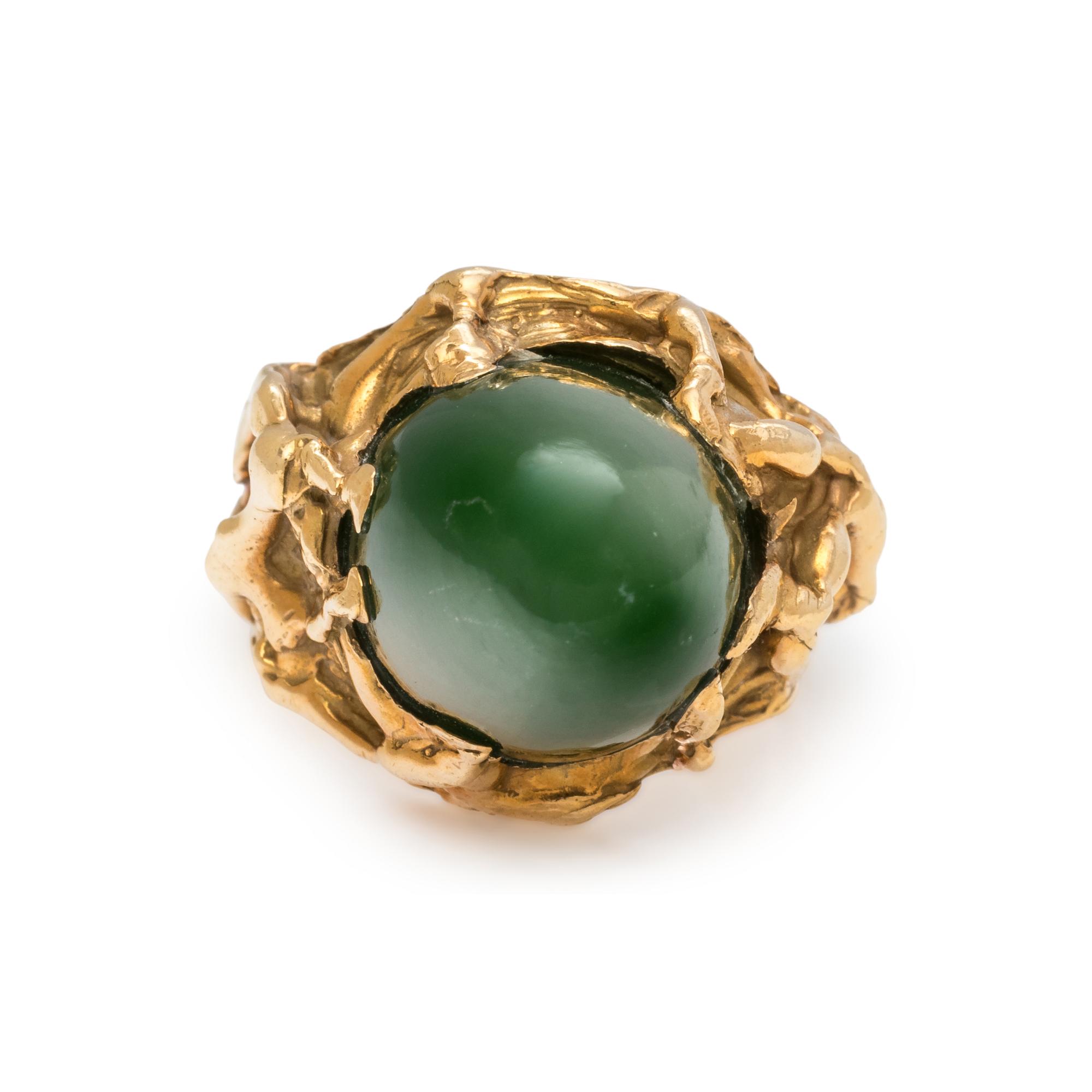 YELLOW GOLD AND NEPHRITE RING