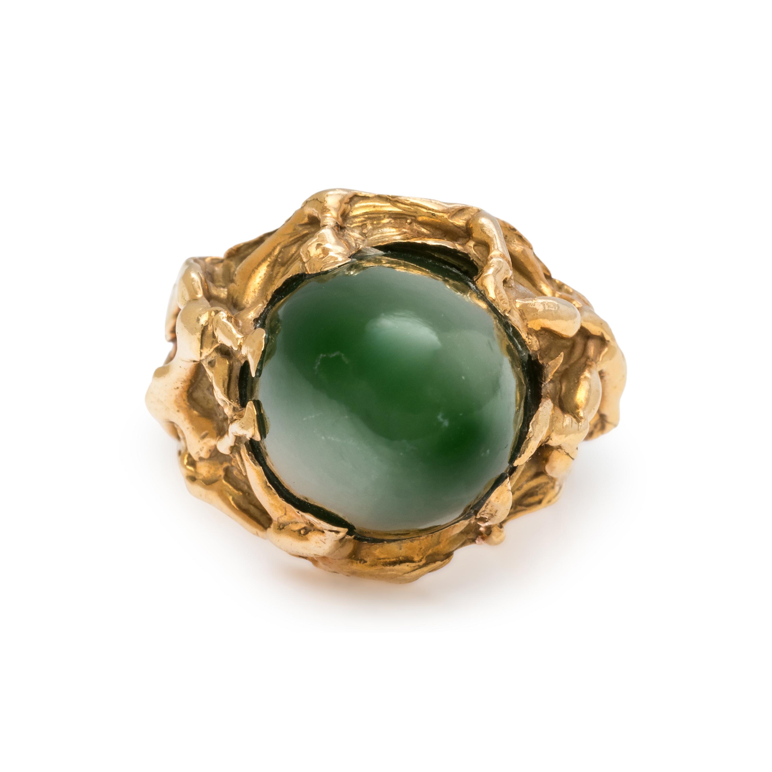 YELLOW GOLD AND NEPHRITE RING