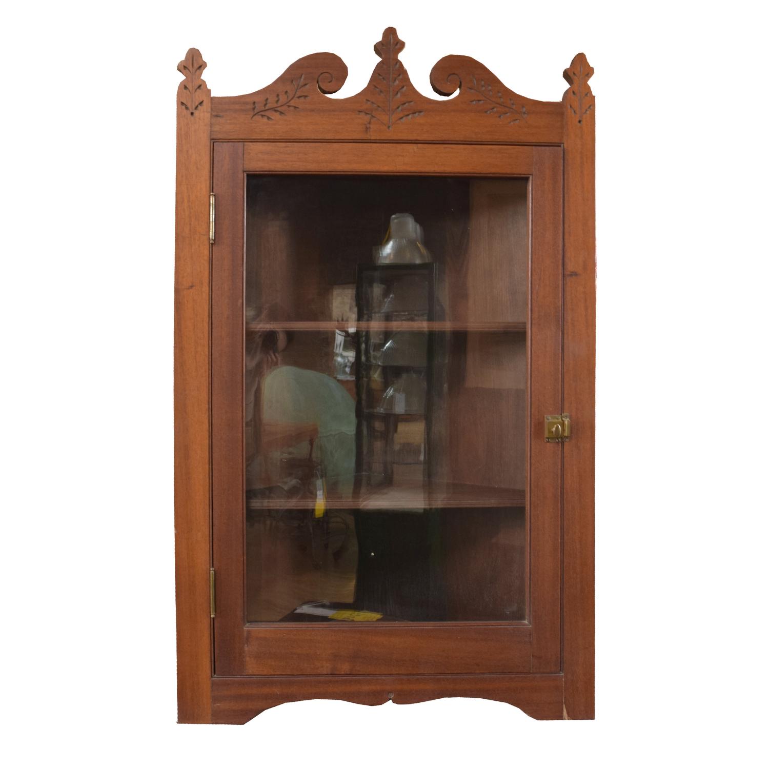 A Wall Mounted Corner Cabinet 26.25" W x 13" D x 43.25" H — United States, 19th Century
