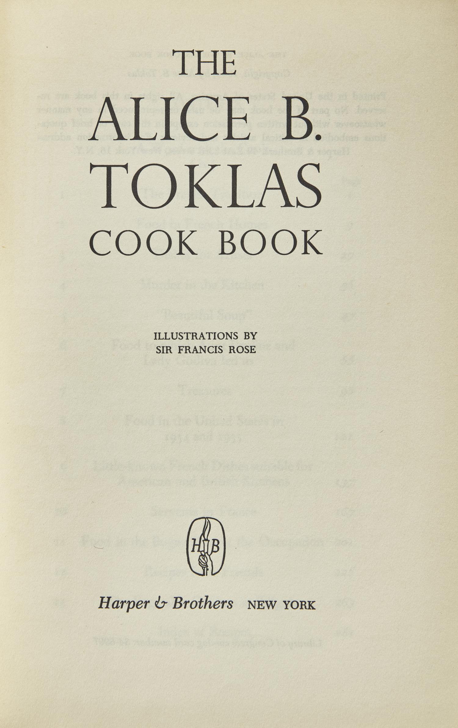 [Counterculture] Toklas, Alice B. The Alice B. Toklas Cook Book