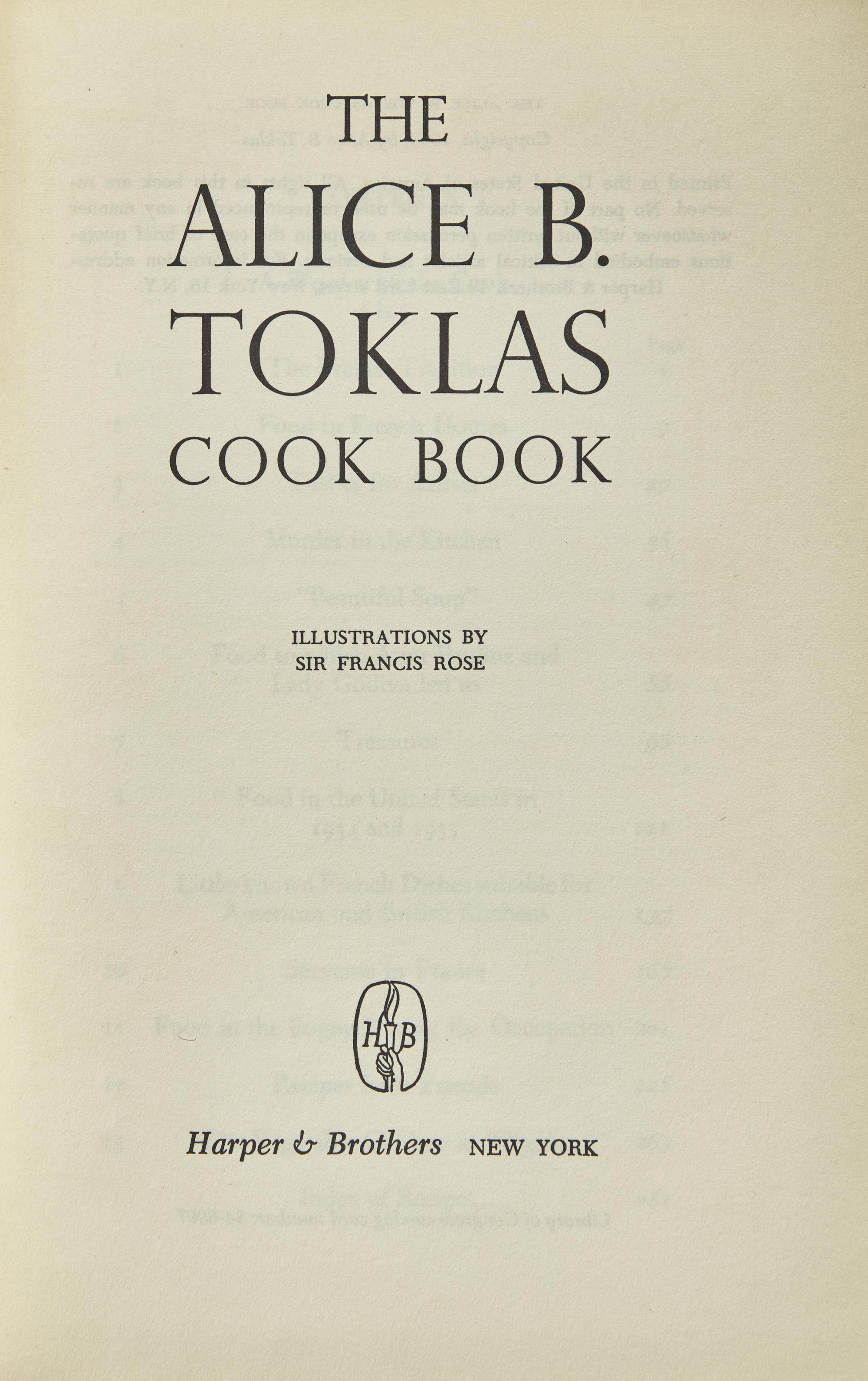 [Counterculture] Toklas, Alice B. The Alice B. Toklas Cook Book