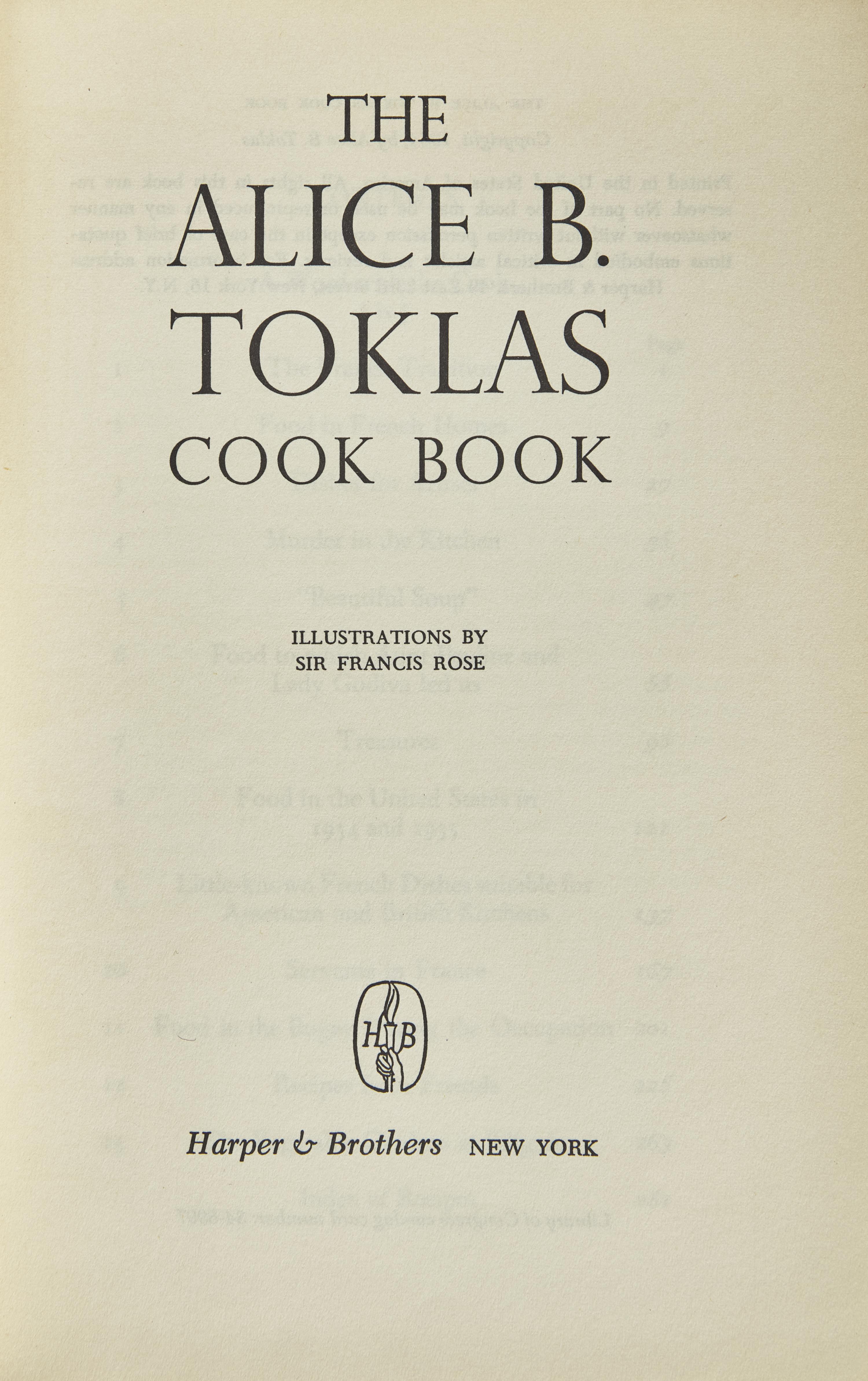 [Counterculture] Toklas, Alice B. The Alice B. Toklas Cook Book