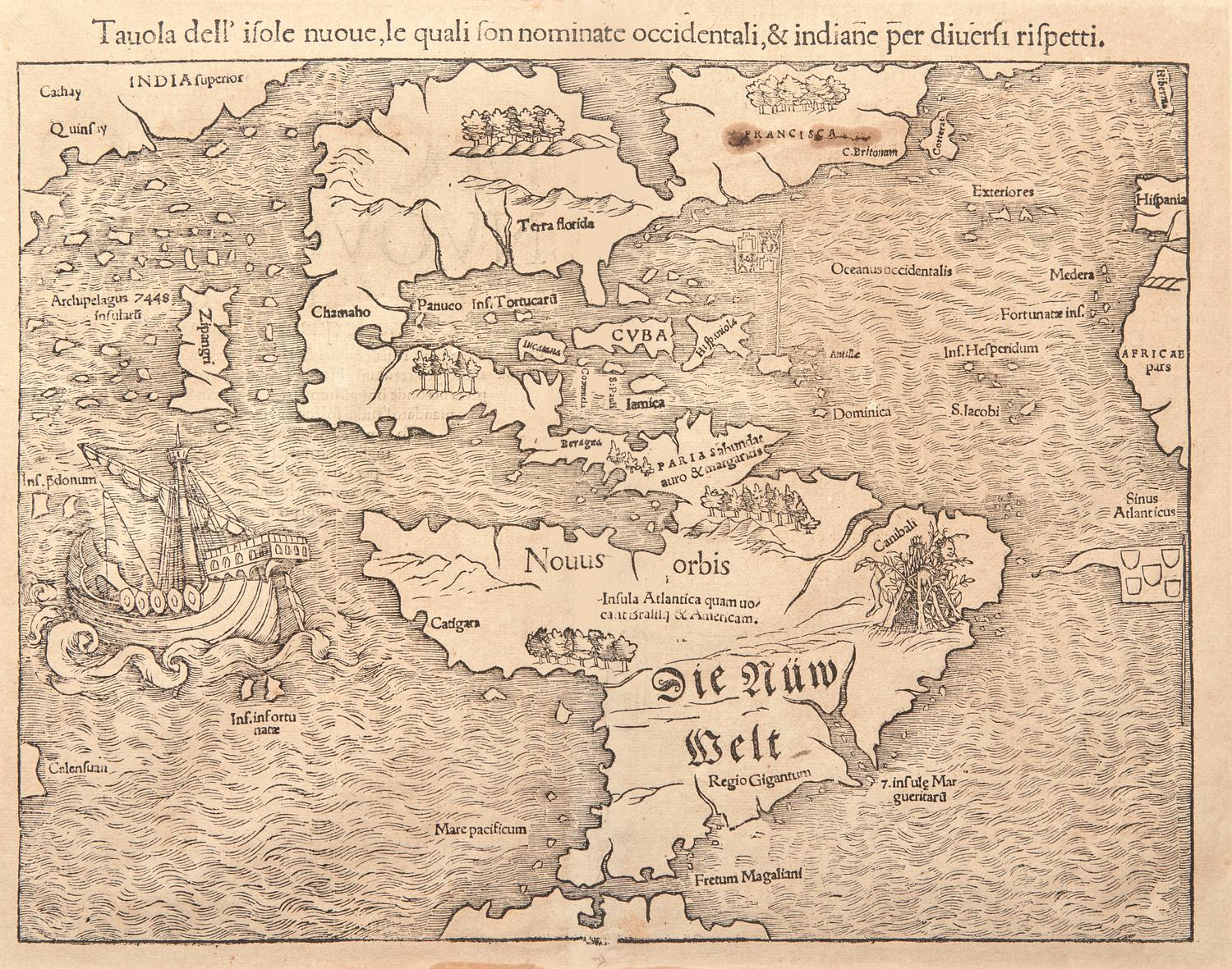 (Munster, Sebastian). Tavola dell'isole nuoue, le quali son nominate occidentali, & indiane per diversi rispetti