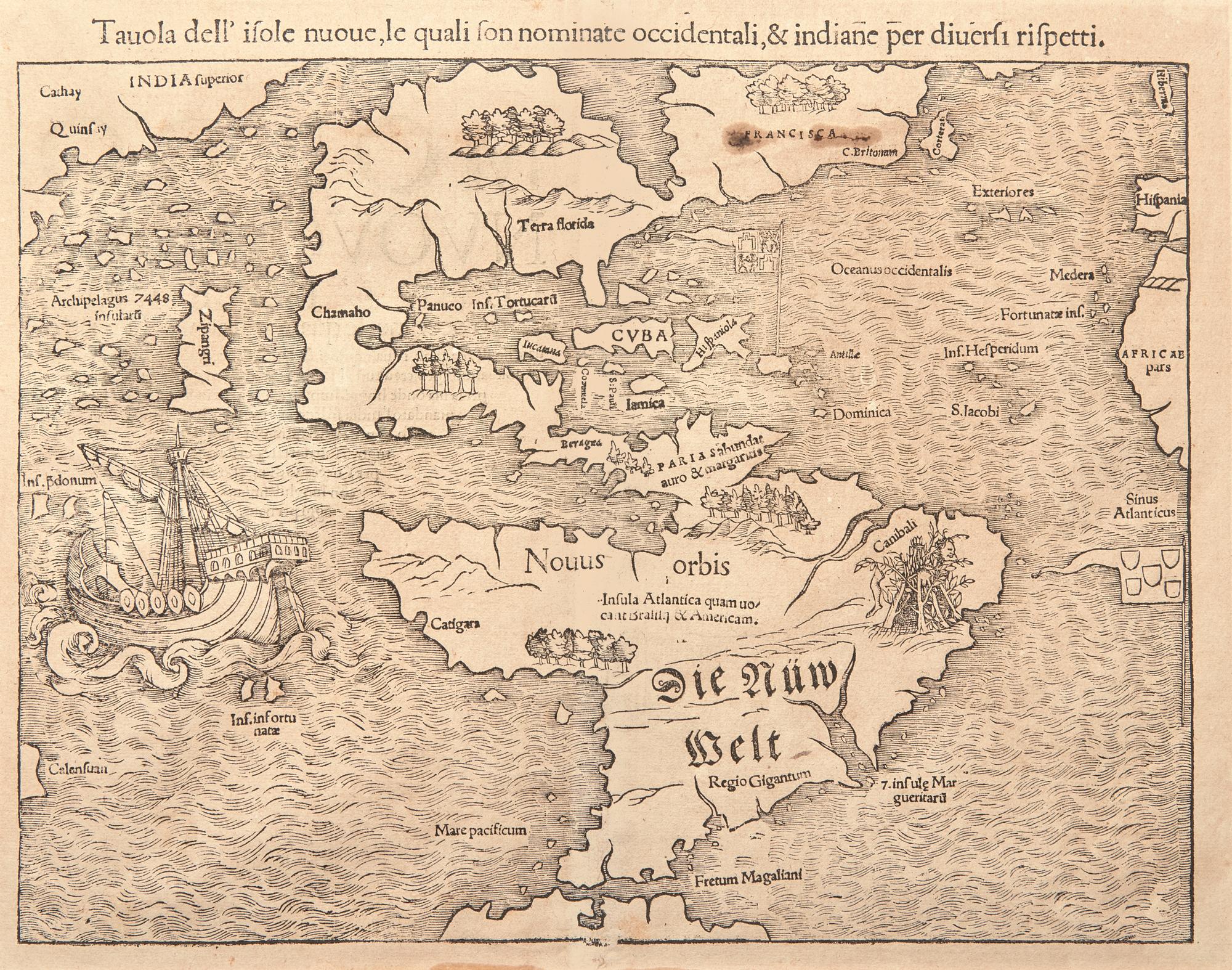 (Munster, Sebastian). Tavola dell'isole nuoue, le quali son nominate occidentali, & indiane per diversi rispetti