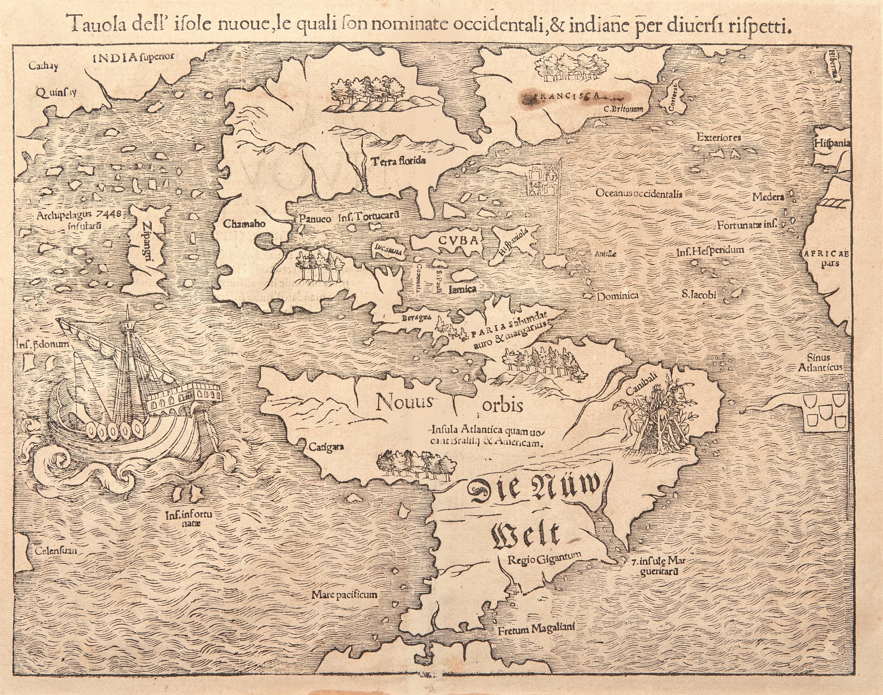 (Munster, Sebastian). Tavola dell'isole nuoue, le quali son nominate occidentali, & indiane per diversi rispetti