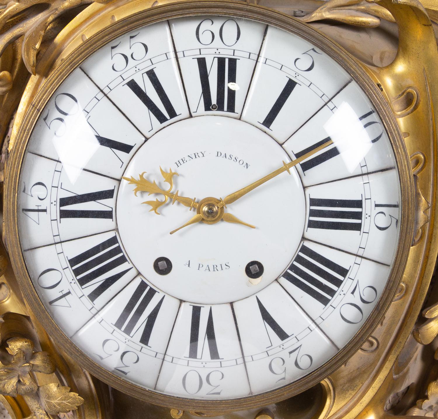 A Louis XV Style Gilt Bronze Cartel Clock by Henry Dasson