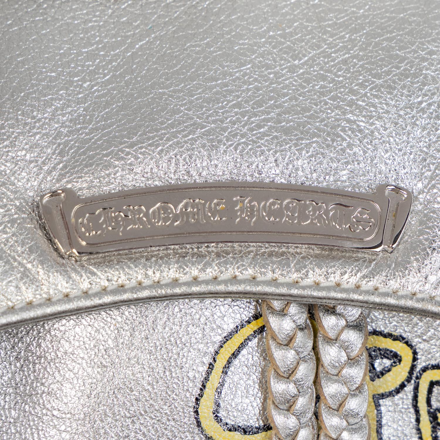 CHROME HEARTS, SILVER LEATHER GRAFFITI BACKPACK, 1995