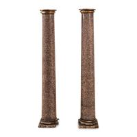 A Pair of Continental Pink Granite Pedestals