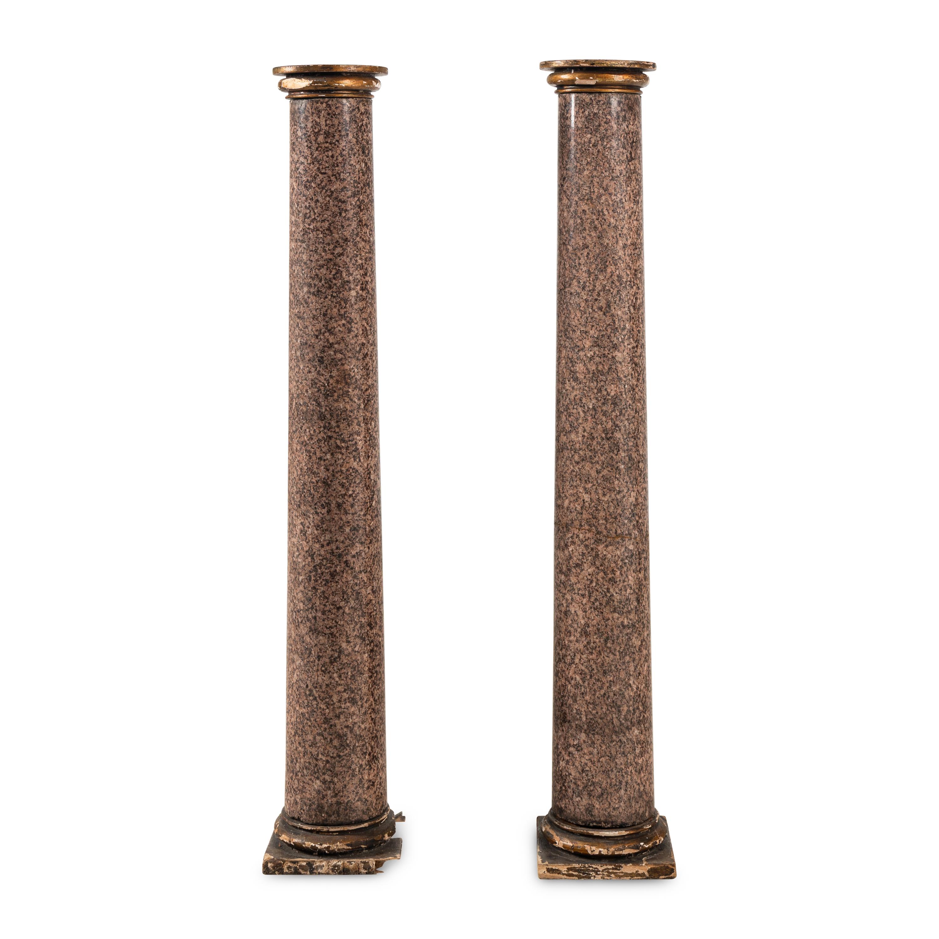 A Pair of Continental Pink Granite Pedestals