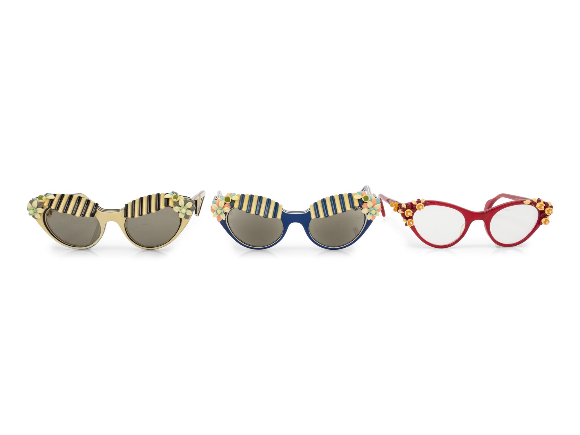 Three Pairs of Elsa Schiaparelli "Cabana" Glasses, 1950s