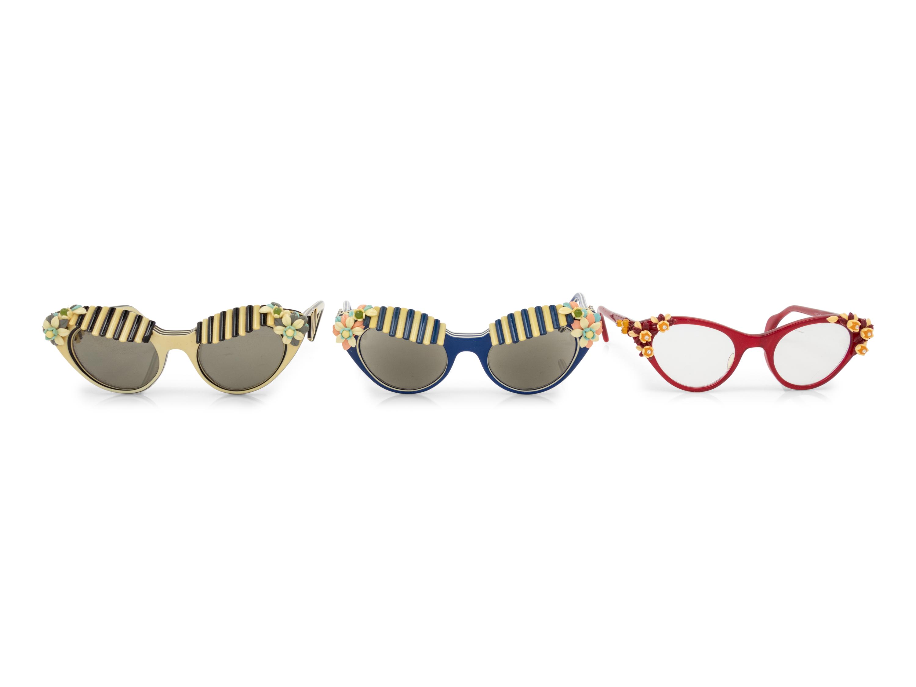 Three Pairs of Elsa Schiaparelli "Cabana" Glasses, 1950s