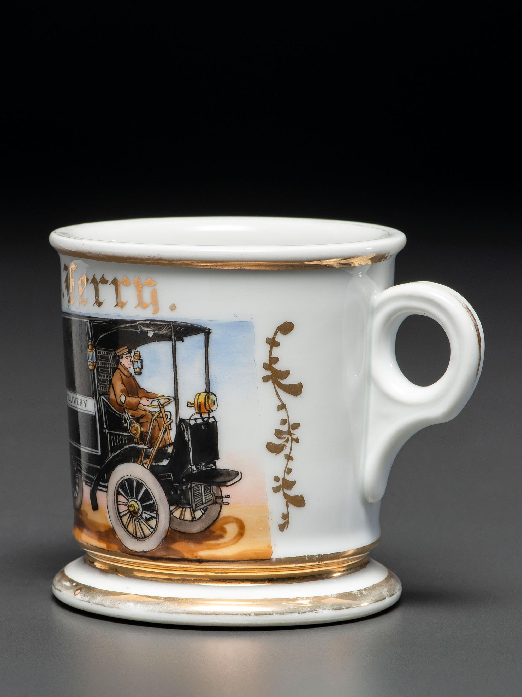 A Delivery Truck Driver's Porcelain Occupational Shaving Mug