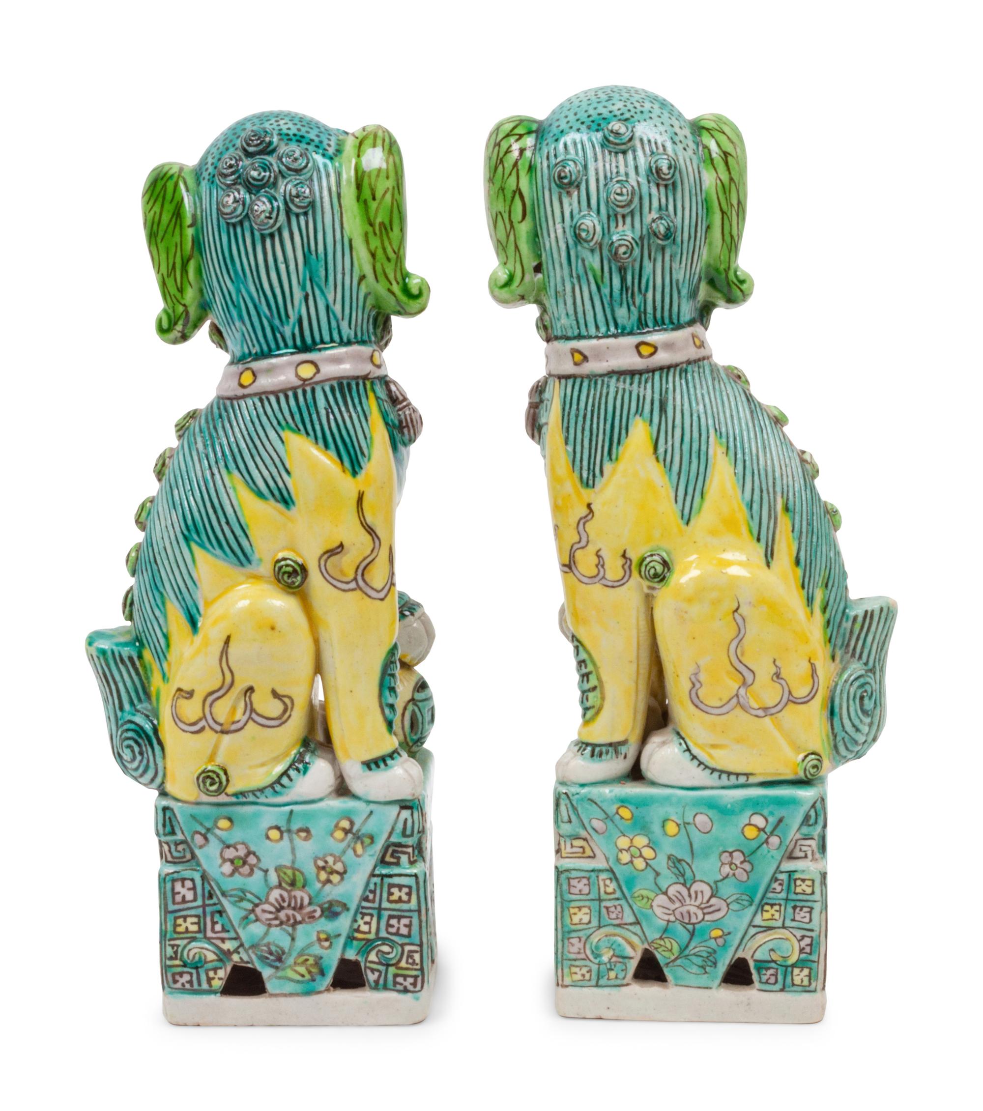 A Pair of Chinese Porcelain Guardian Lions