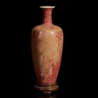 A Chinese “peach bloom”-glazed porcelain vase, Laifuzun Kangxi six-character mark possibly 19th century