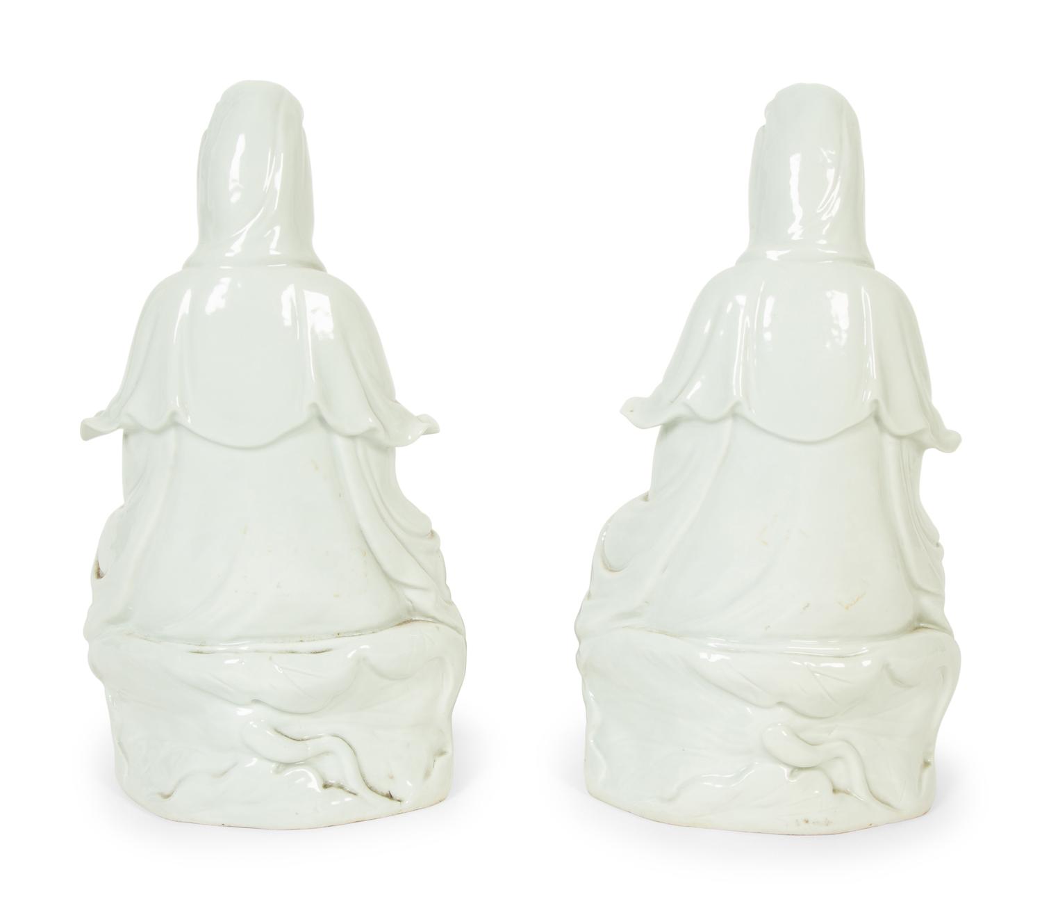 A Pair of Chinese Blanc-de-Chine Porcelain Figures of Guanyin — 20TH CENTURY