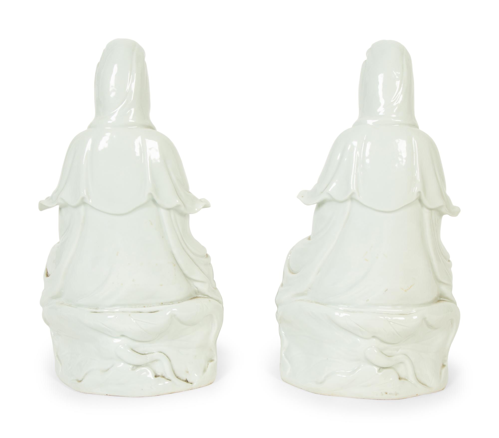 A Pair of Chinese Blanc-de-Chine Porcelain Figures of Guanyin — 20TH CENTURY