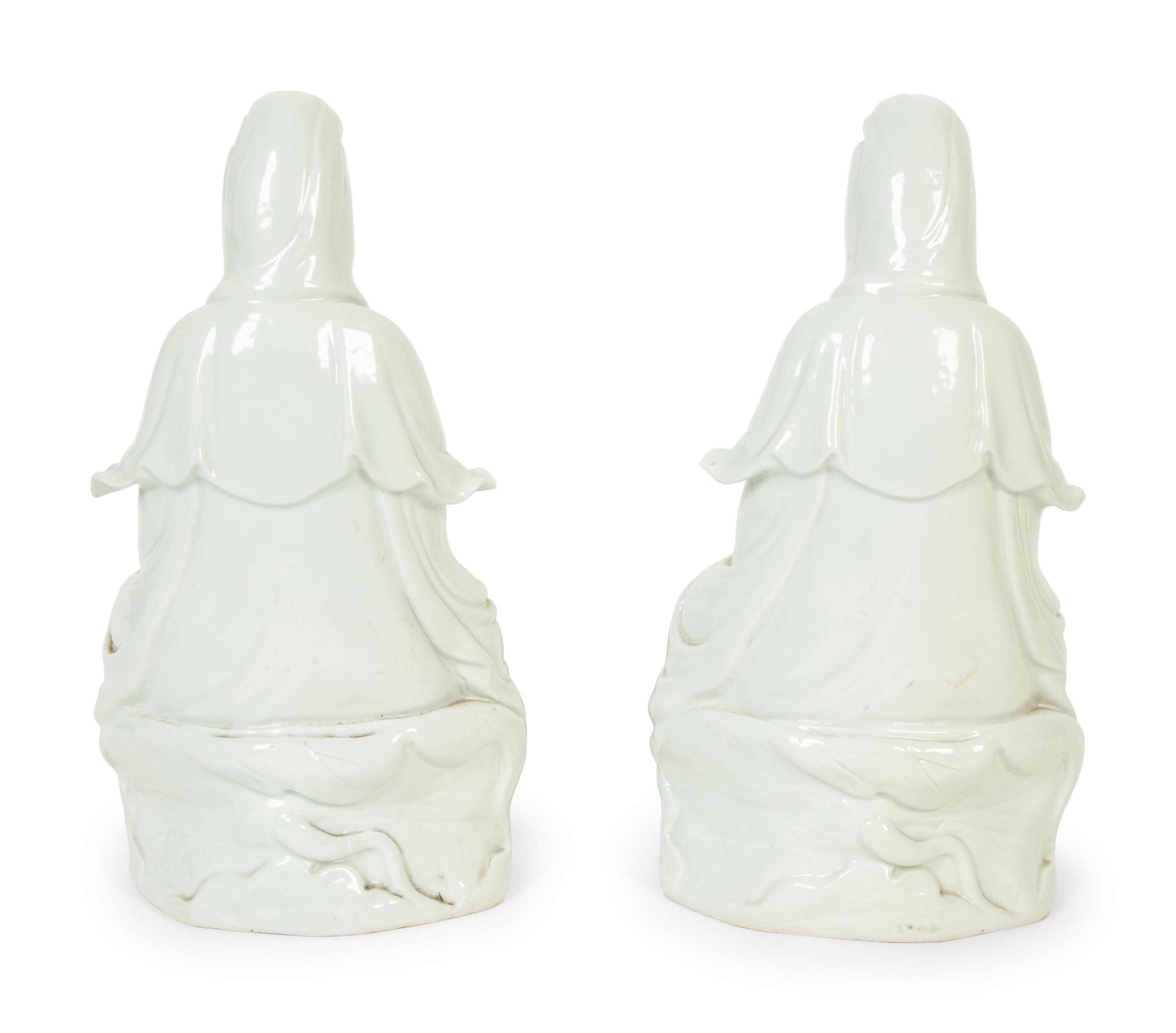 A Pair of Chinese Blanc-de-Chine Porcelain Figures of Guanyin — 20TH CENTURY